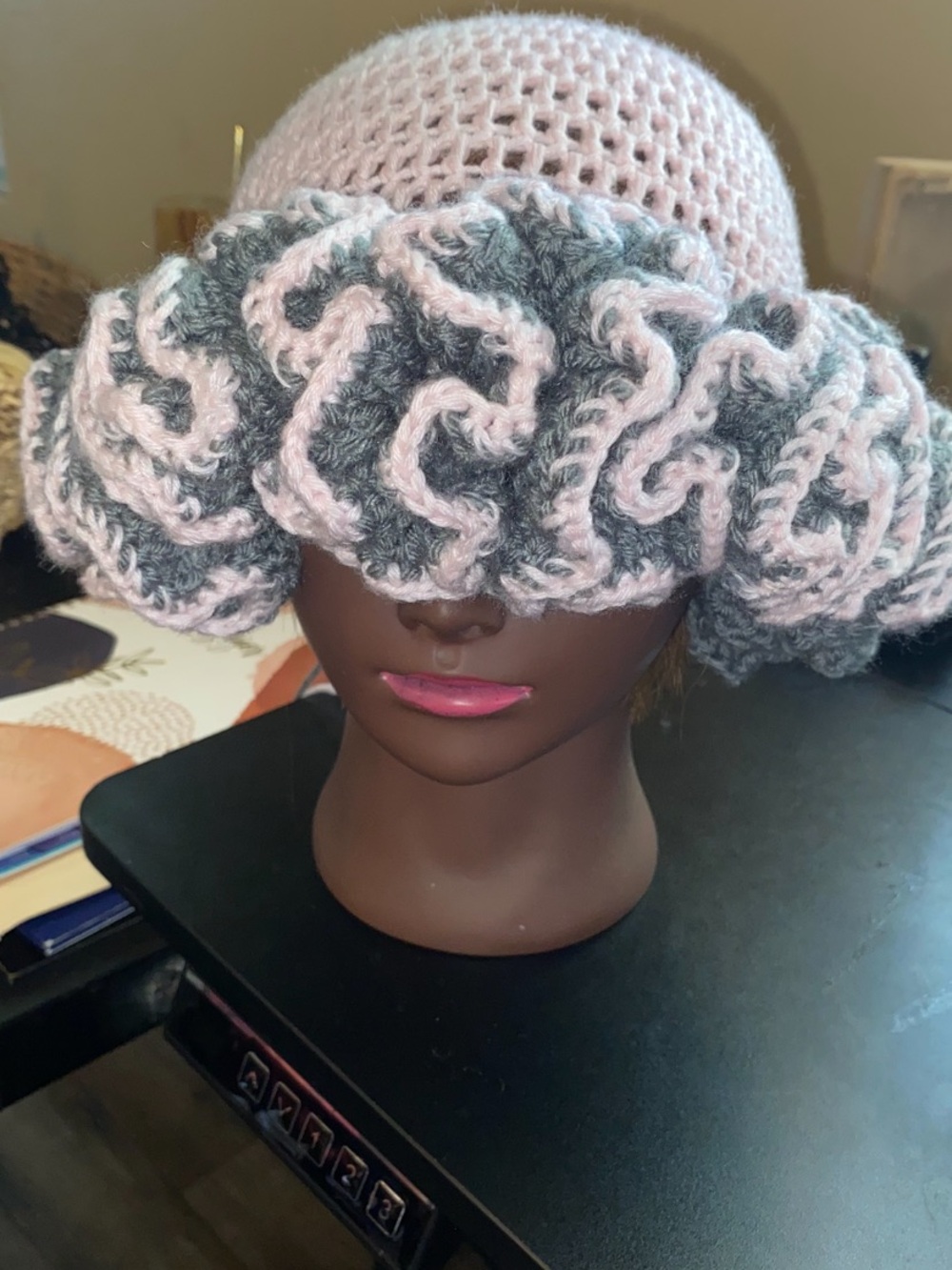 Crochet ruffled hat
